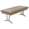 HOCKERBANK 130/49/54 cm  in Taupe  - Taupe/Edelstahlfarben, Design, Leder/Holz (130/49/54cm) - Ambiente