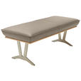 HOCKERBANK 130/49/54 cm  in Taupe  - Taupe/Edelstahlfarben, Design, Leder/Holz (130/49/54cm) - Ambiente