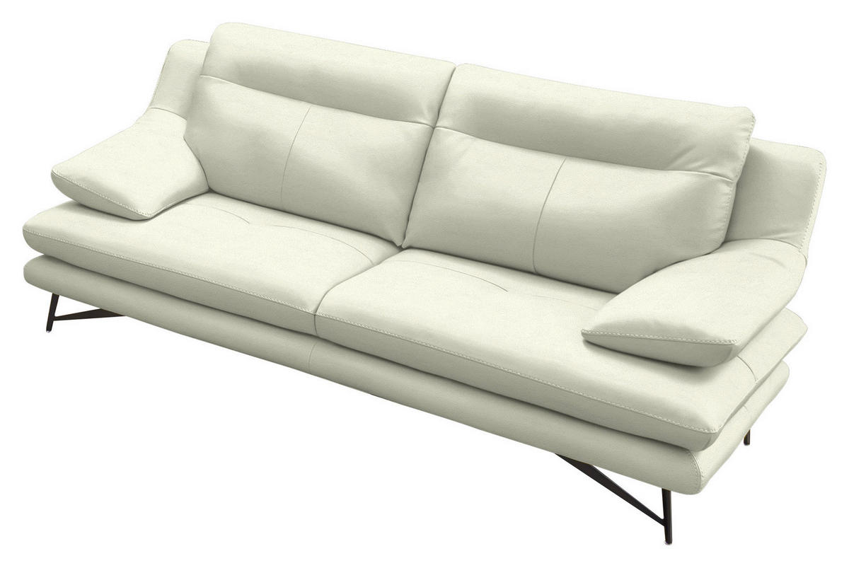 2,5-SITZER in Leder Creme  - Creme/Schwarz, Design, Leder/Metall (195/90/109cm)