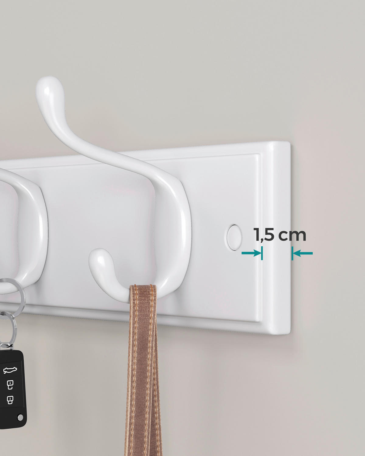 WANDGARDEROBE  in Weiß  - Weiß, Basics, Holzwerkstoff/Metall (40/9/7cm)