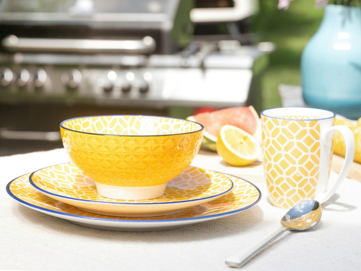 KOMBISERVICE Weiß, Currygelb Mediterran Curry 16-teilig 4 Personen  - Currygelb/Weiß, Basics, Keramik - Creatable