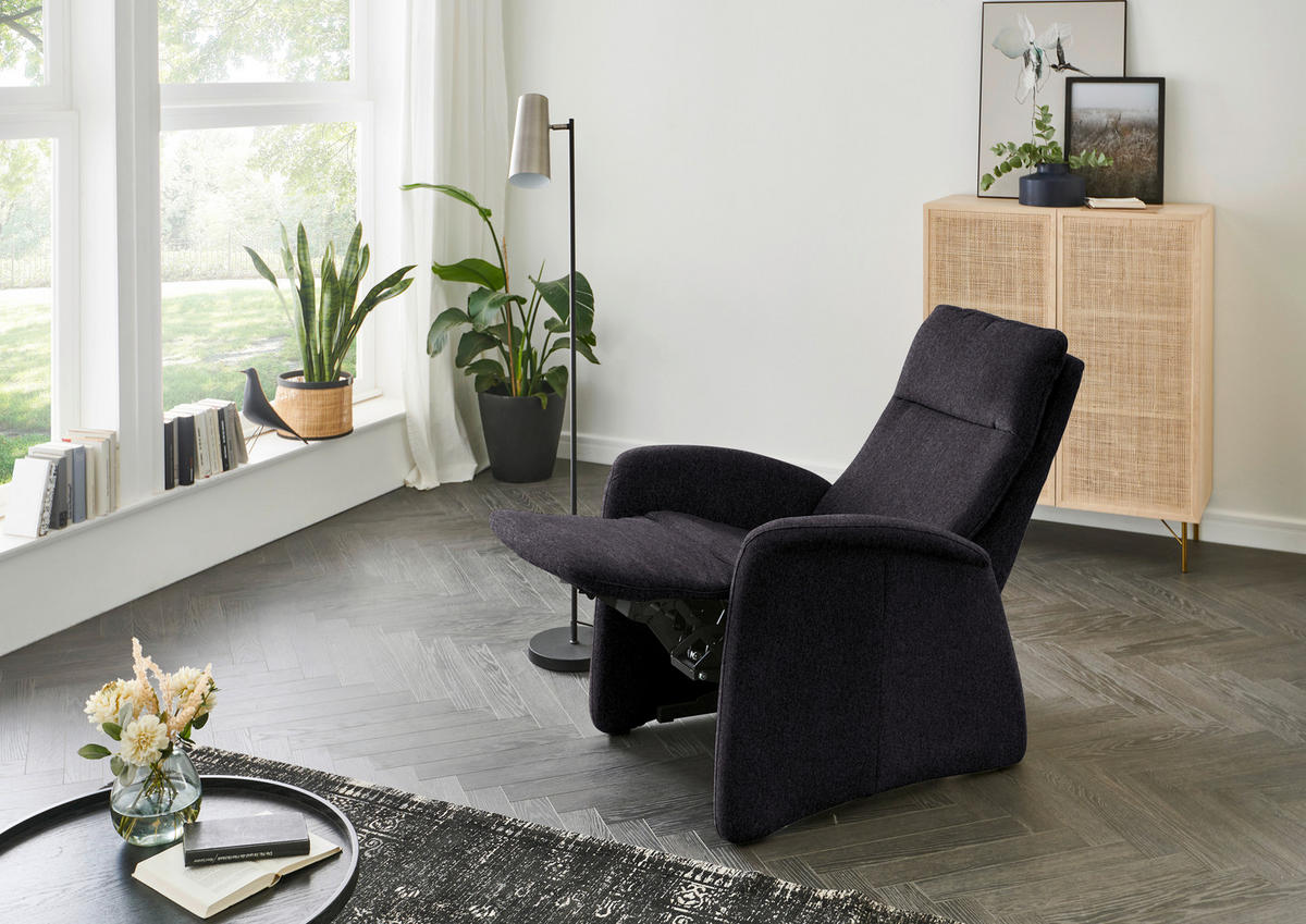 FERNSEHSESSEL in Chenille Anthrazit  - Anthrazit, Konventionell, Textil (79/114/87-176cm) - Valdera