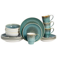 KOMPLETT SERVIS Caldera Grün 16 delar  - vit/grön, Basics, keramik - Creatable