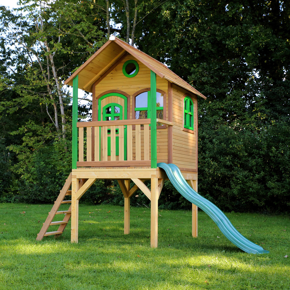 SPIELHAUS 318/272/191 cm  - Braun/Hellgrün, KONVENTIONELL, Holz (318/272/191cm) - Ambia Garden