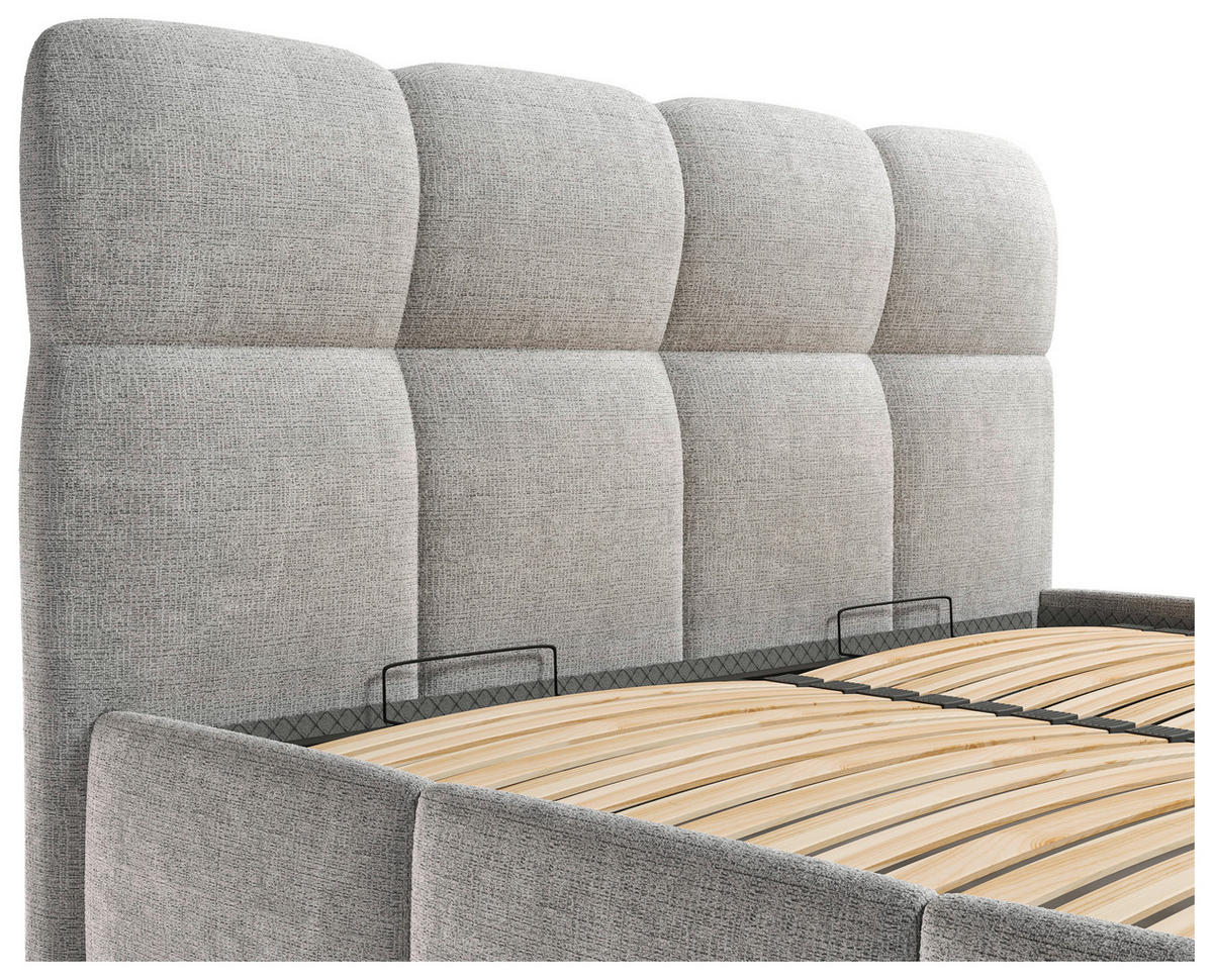 POLSTERBETT 140/200 cm,  in Silberfarben, gepolstertes Kopfteil, Lattenrost,  - Silberfarben/Schwarz, Design, Holz/Textil (140/200cm) - Chameo