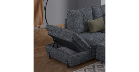 ECKSOFA in Bouclé Grau  - Schwarz/Grau, Design, Textil/Metall (220/250cm) - Xora