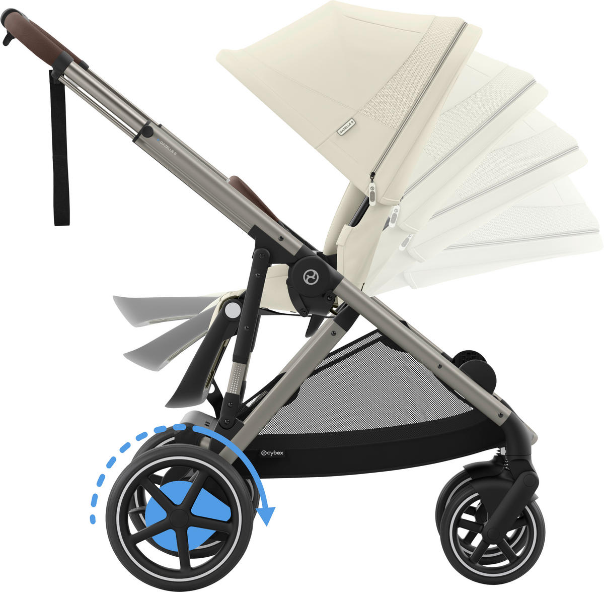 KINDERWAGEN E-GAZELLE S  - Taupe, Design, Kunststoff/Metall (94.5/66/100cm) - Cybex