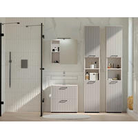 BADEZIMMER 4-teilig  in 160 cm  - Kaschmir/Schwarz, Trend, Glas/Holzwerkstoff (160cm) - Respekta
