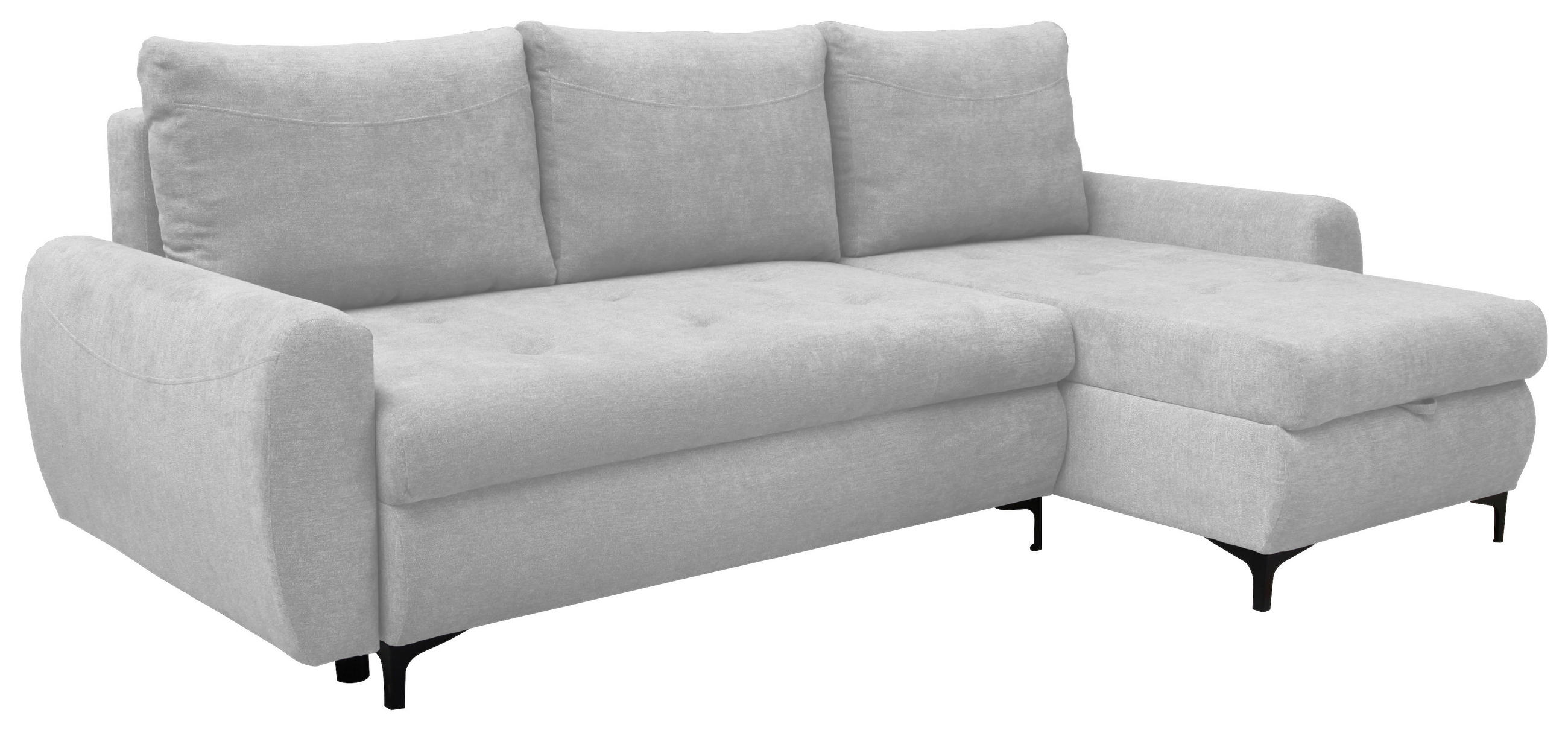 ECKSCHLAFSOFA Mikrofaser Silberfarben  - Silberfarben/Schwarz, KONVENTIONELL, Textil/Metall (237/146cm) - Livetastic
