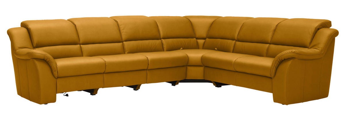 ECKSOFA  in Echtleder Currygelb  324/260 cm  - Chromfarben/Currygelb, KONVENTIONELL, Leder/Kunststoff (324/260cm) - Cantus