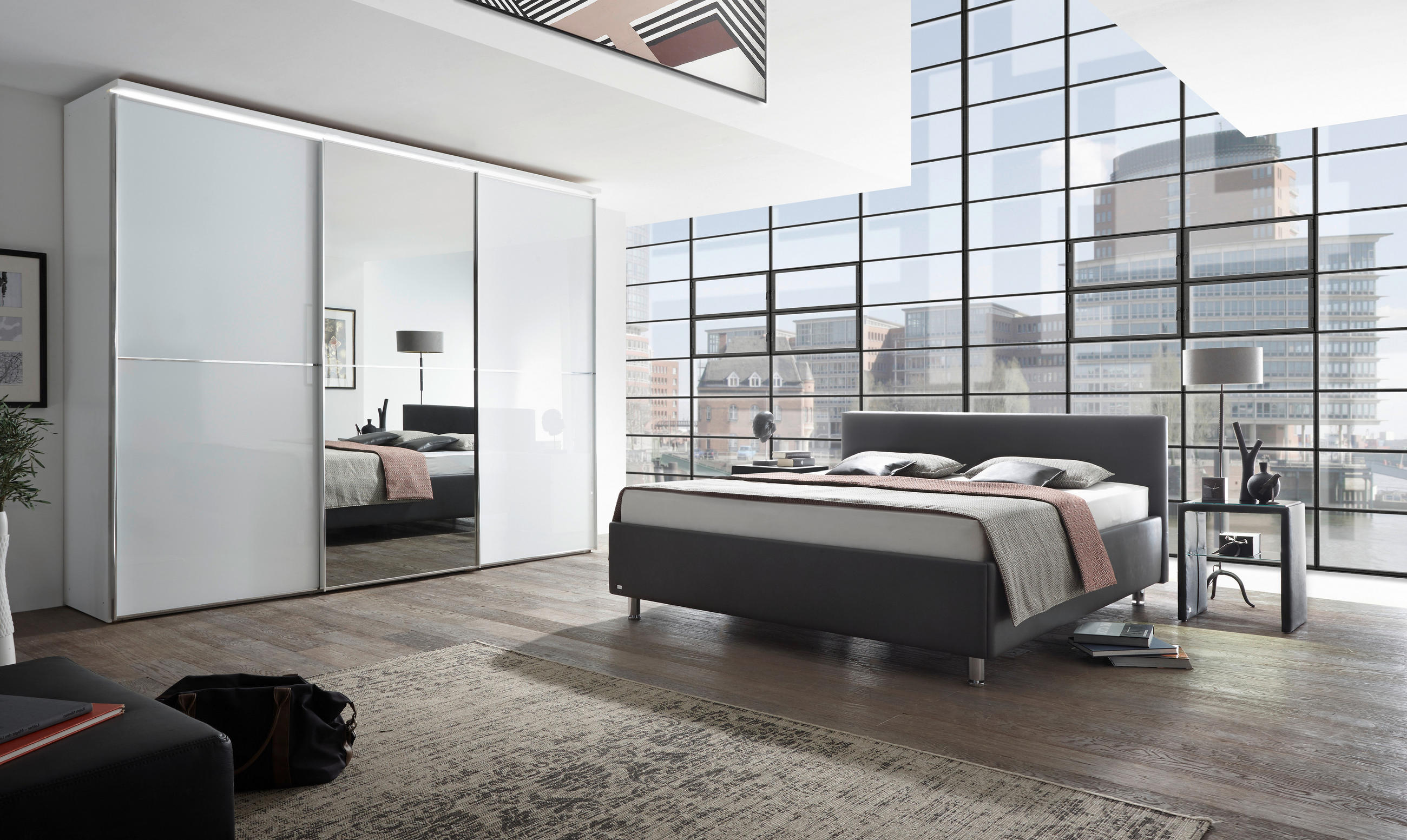 BOXSPRINGBETT 180/200 cm  in Grau  - Chromfarben/Grau, Konventionell, Holzwerkstoff/Textil (180/200cm) - RUF Betten
