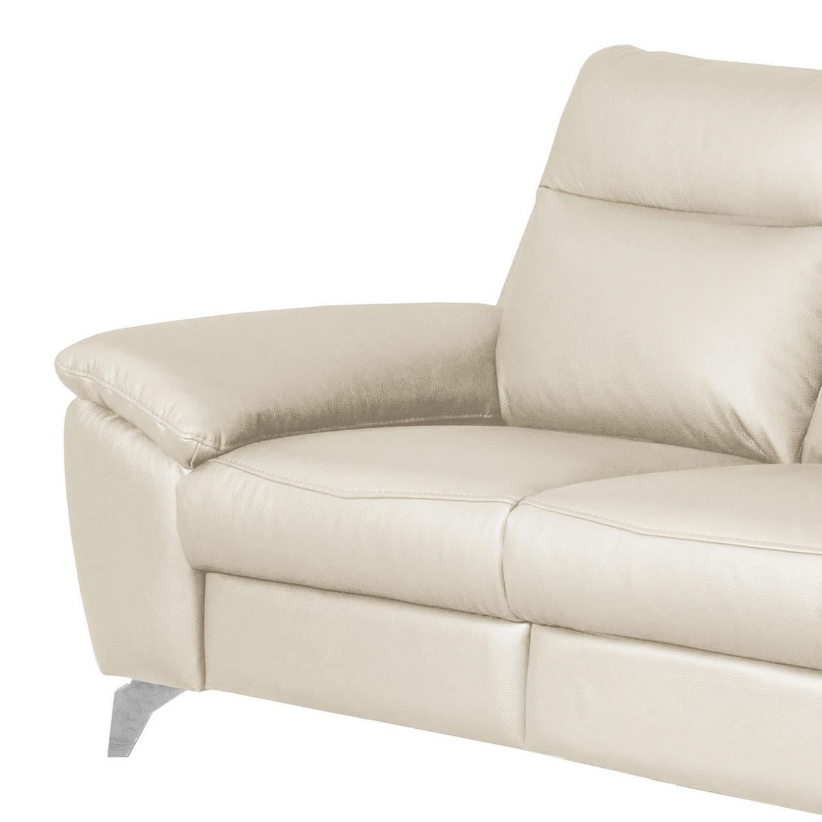2-SITZER-SOFA 178/95/96 cm PERLE in Echtleder Creme   - Chromfarben/Creme, Design, Leder/Metall (178/95/96cm) - Livetastic