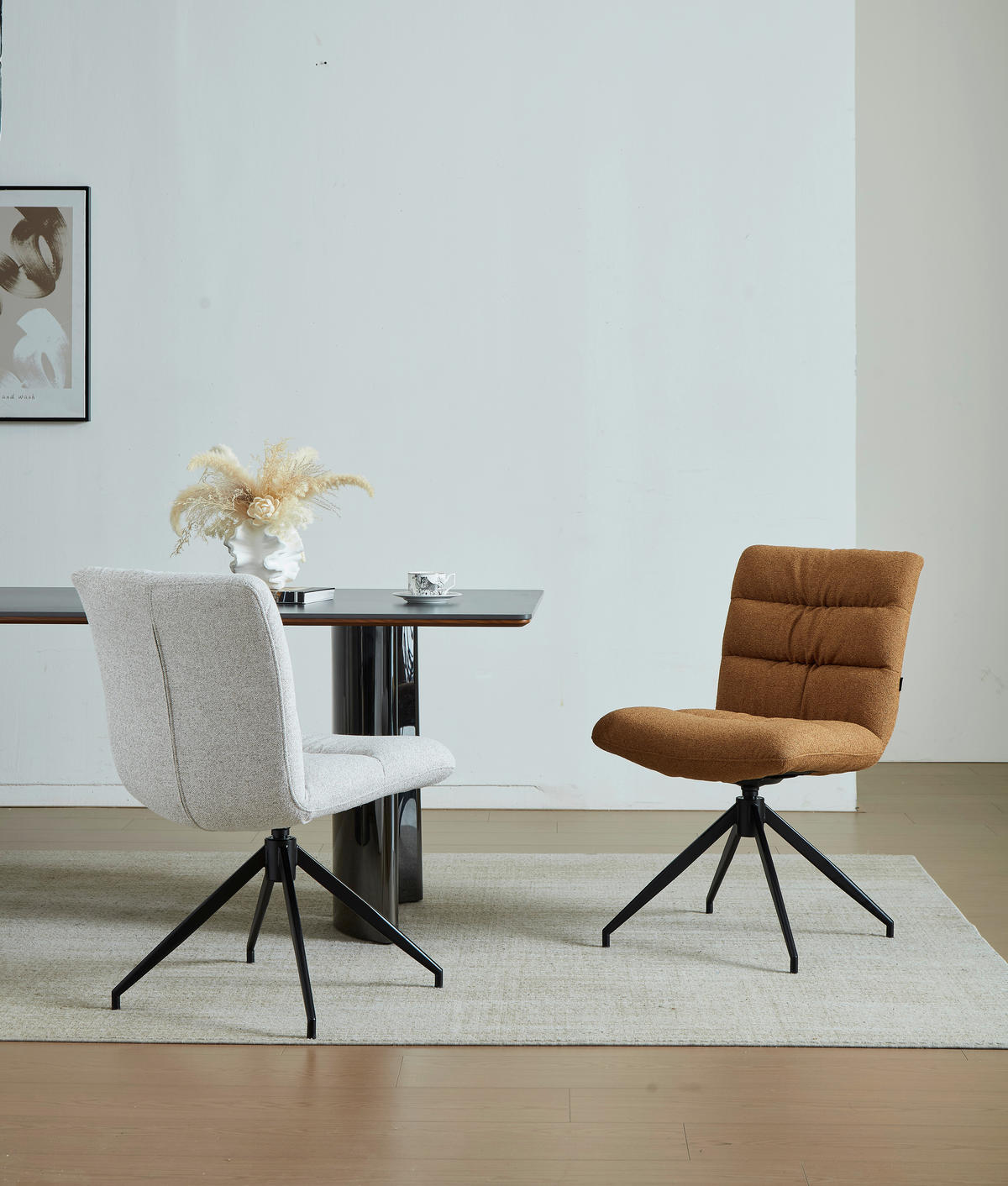 STUHL - Karamell/Schwarz, Design, Textil/Metall (51/86/64cm) - Dieter Knoll