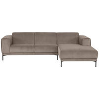 ECKSOFA ERNO Taupe Cord  - Taupe/Schwarz, Design, Textil/Metall (262/183cm) - MID.YOU