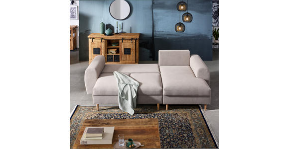 ECKSOFA in Webstoff Beige 250/145 cm - Beige/Naturfarben, KONVENTIONELL, Holz/Textil (250/145cm) - Carryhome