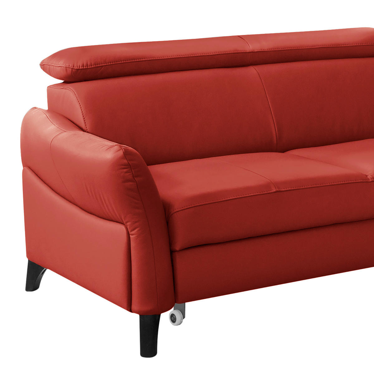 ECKSOFA Lederlook Echtleder Rot  - Rot/Schwarz, Design, Leder/Holz (244/199cm) - Livetastic