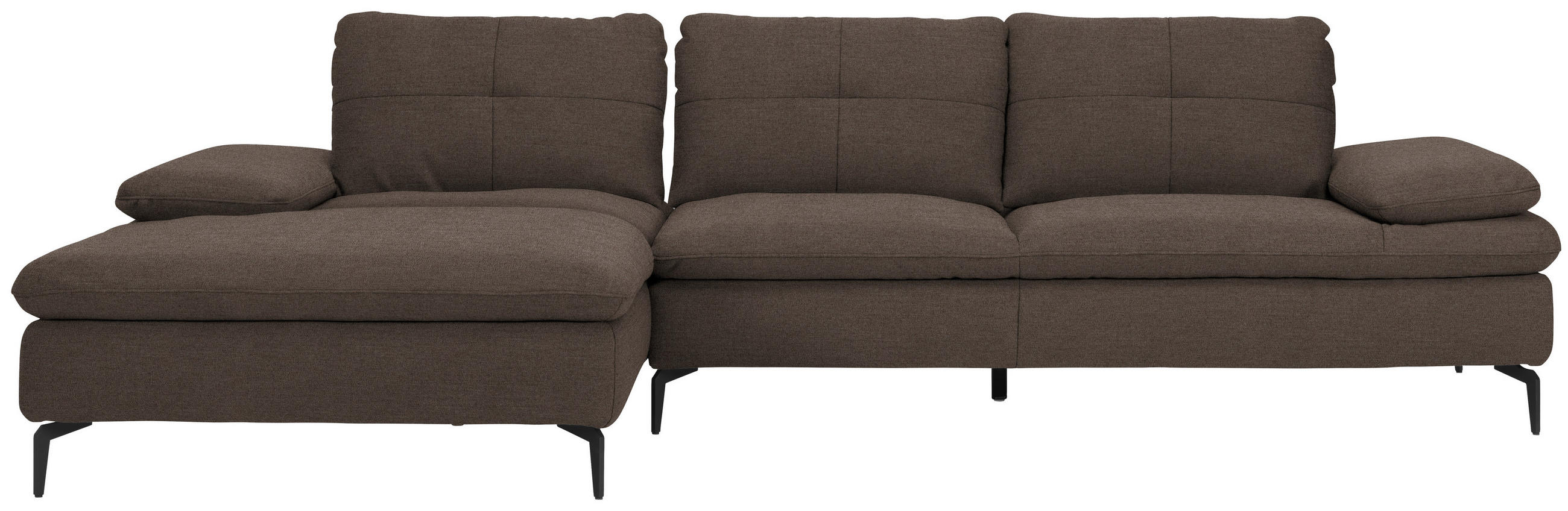 ECKSOFA in Webstoff Dunkelbraun  - Dunkelbraun/Schwarz, Design, Textil/Metall (179/301cm) - Chilliano