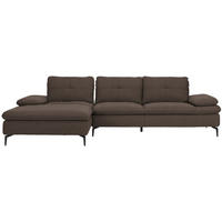 ECKSOFA in Webstoff Dunkelbraun  179/301 cm  - Dunkelbraun/Schwarz, Design, Textil/Metall (179/301cm) - Chilliano