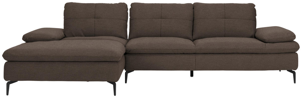 ECKSOFA in Webstoff Dunkelbraun  179/301 cm  - Dunkelbraun/Schwarz, Design, Textil/Metall (179/301cm) - Chilliano