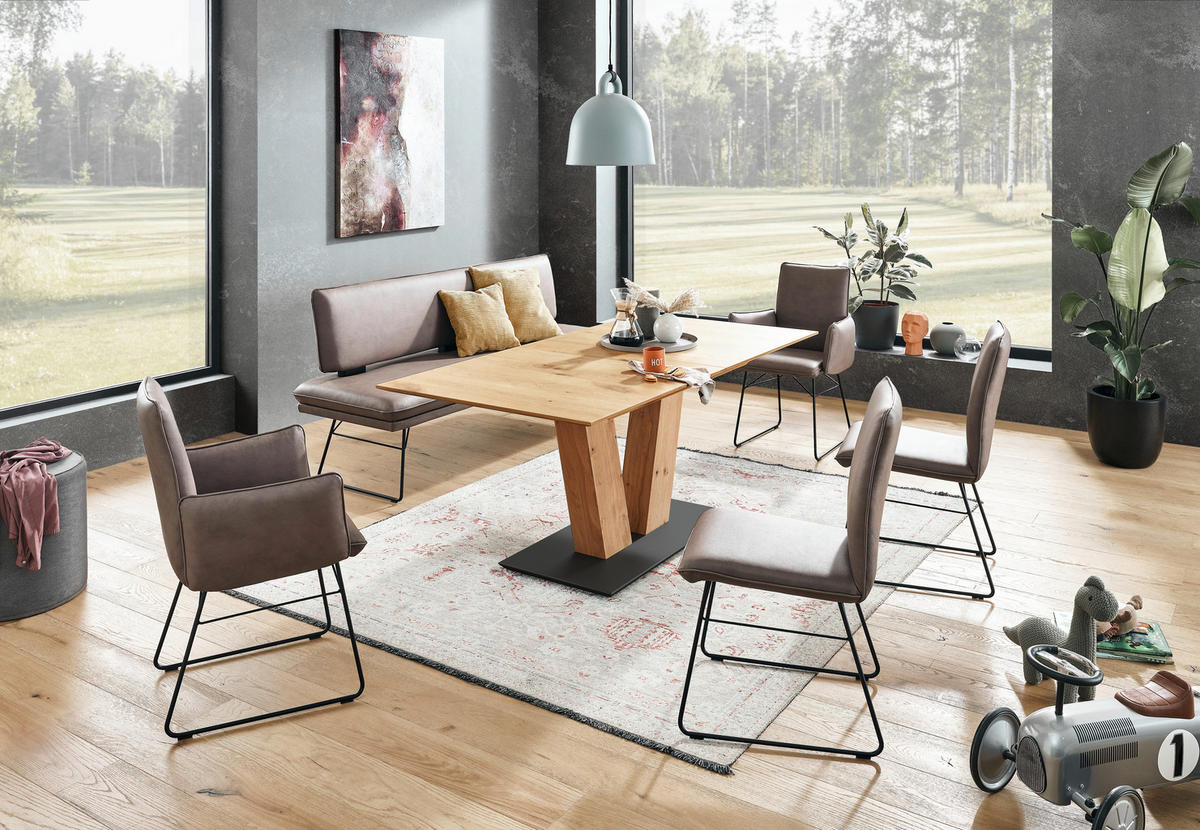 SITZBANK 195/91/65 cm Mikrofaser Braun, Schwarz Metall  - Schwarz/Braun, Design, Textil/Metall (195/91/65cm) - Dieter Knoll