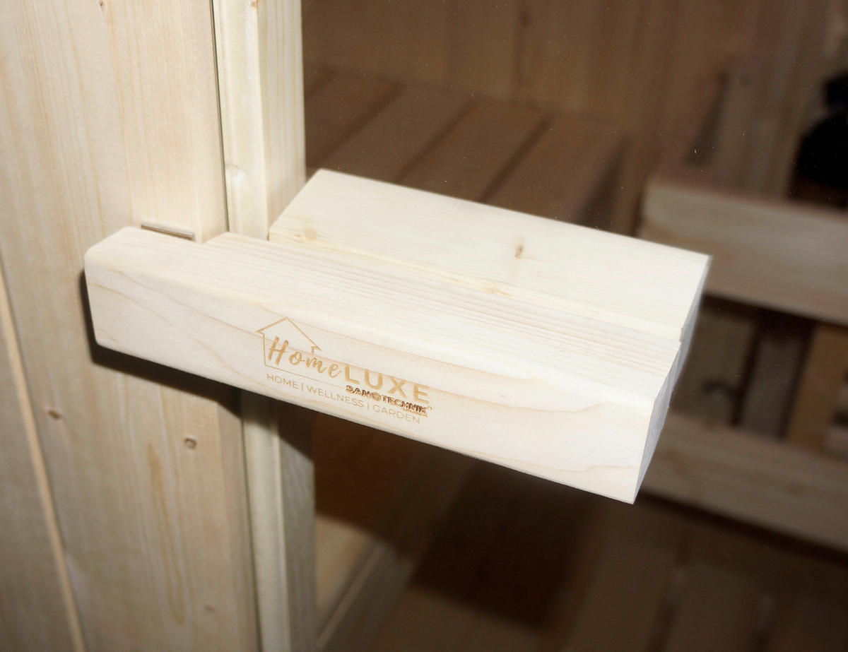 SAUNAFASS für 2 Personen Tromsö M  - Fichtefarben, KONVENTIONELL, Glas/Holz (189/120/191,5cm) - Sanotechnik