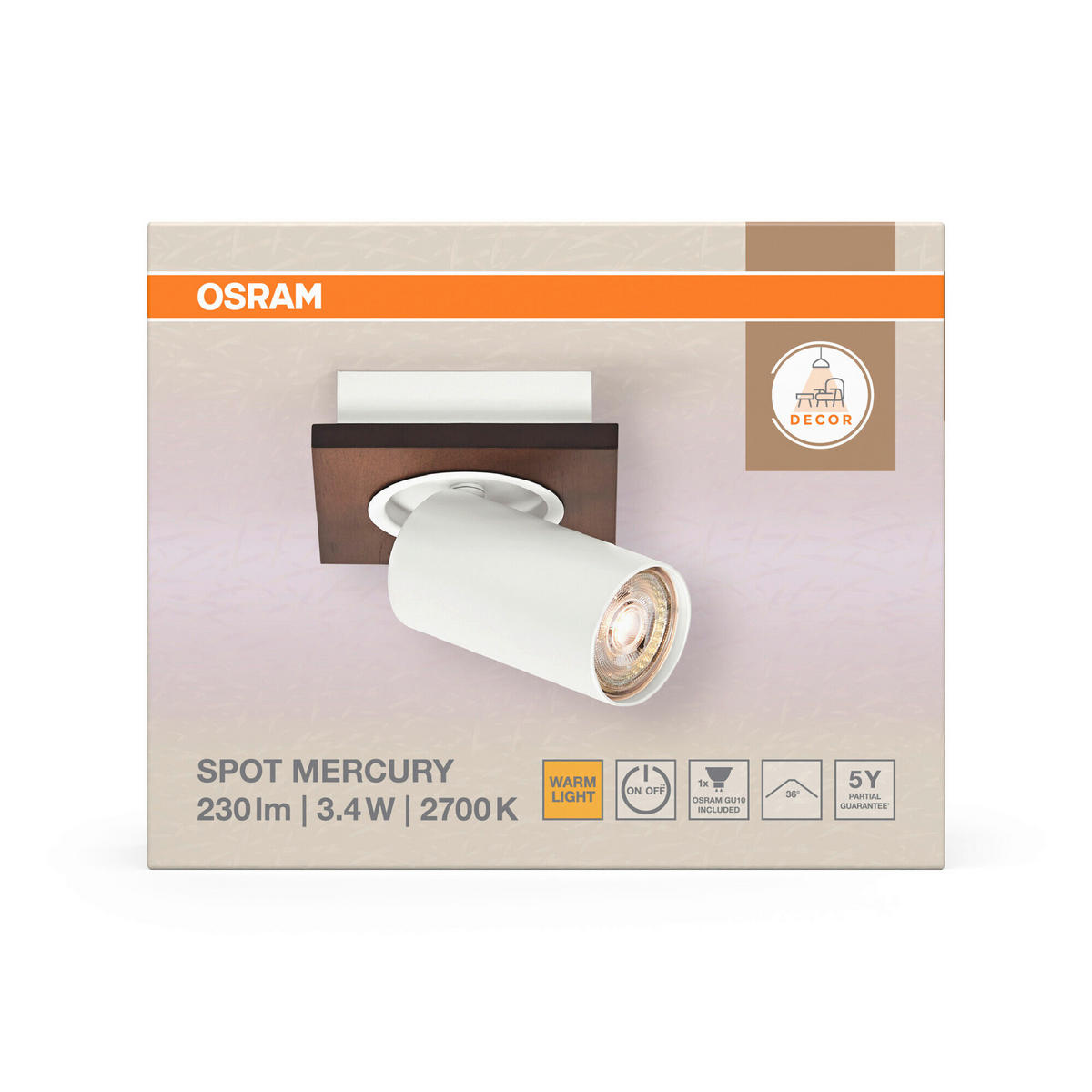 LED-STRAHLER 11/10,2/14,35 cm   - Naturfarben/Weiß, Basics, Holz/Metall (11/10,2/14,35cm) - Osram