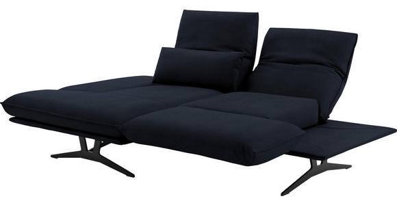 ECKSOFA in Echtleder Dunkelblau  - Gelb/Schwarz, Design, Leder/Metall (130/210cm) - Dieter Knoll