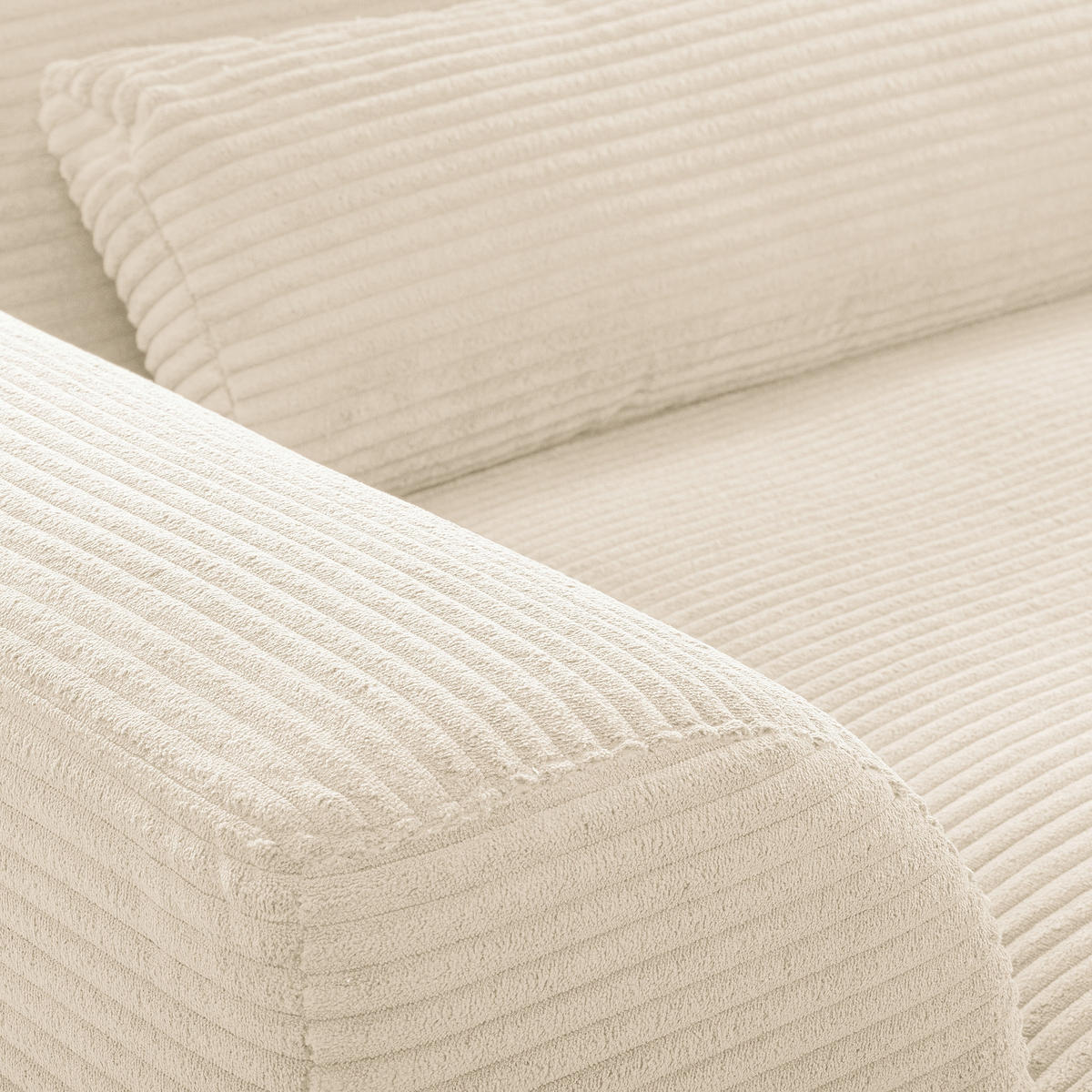 ECKSOFA Creme Cord Nierenkissen, Rückenkissen  - Creme/Schwarz, Design, Textil/Metall (313/172cm) - P & B