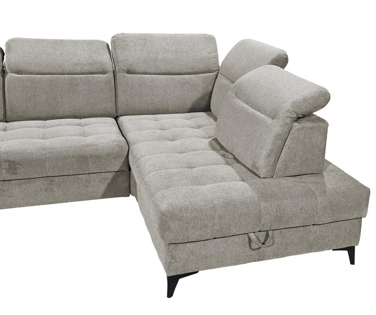 ECKSOFA in Webstoff Taupe  - Taupe/Schwarz, Konventionell, Kunststoff/Textil (282/200cm) - MID.YOU