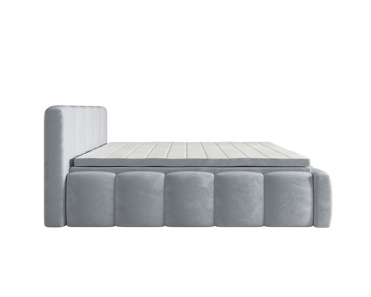 BOXBETT 140/200 cm,  in Grau, Bettkasten, Topper, H2 = mittel  - Grau, MODERN, Textil (140/200cm) - MID.YOU