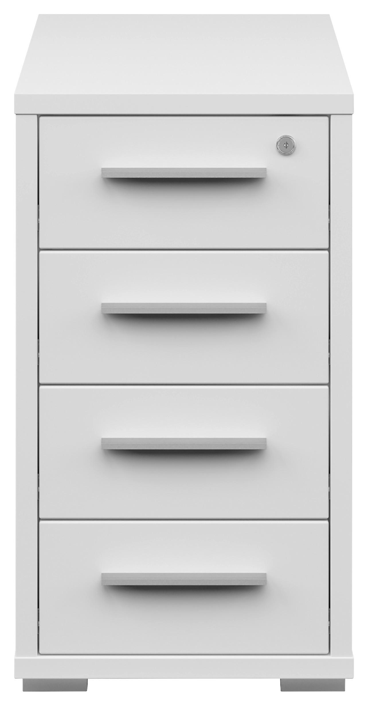 ANSTELLCONTAINER Weiß - Silberfarben/Weiß, KONVENTIONELL, Holzwerkstoff/Kunststoff (43,8/75,5/80cm) - Voleo