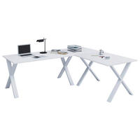 ECKSCHREIBTISCH 190/80/76 cm  in Weiss  - Weiss, Modern, Holzwerkstoff/Metall (190/80/76cm) - MID.YOU