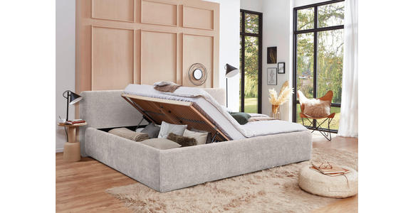 POLSTERBETT Bettkasten, Lattenroste Creme 180/200 cm  - Birkefarben/Buchefarben, Design, Holz/Textil (180/200cm) - Xora