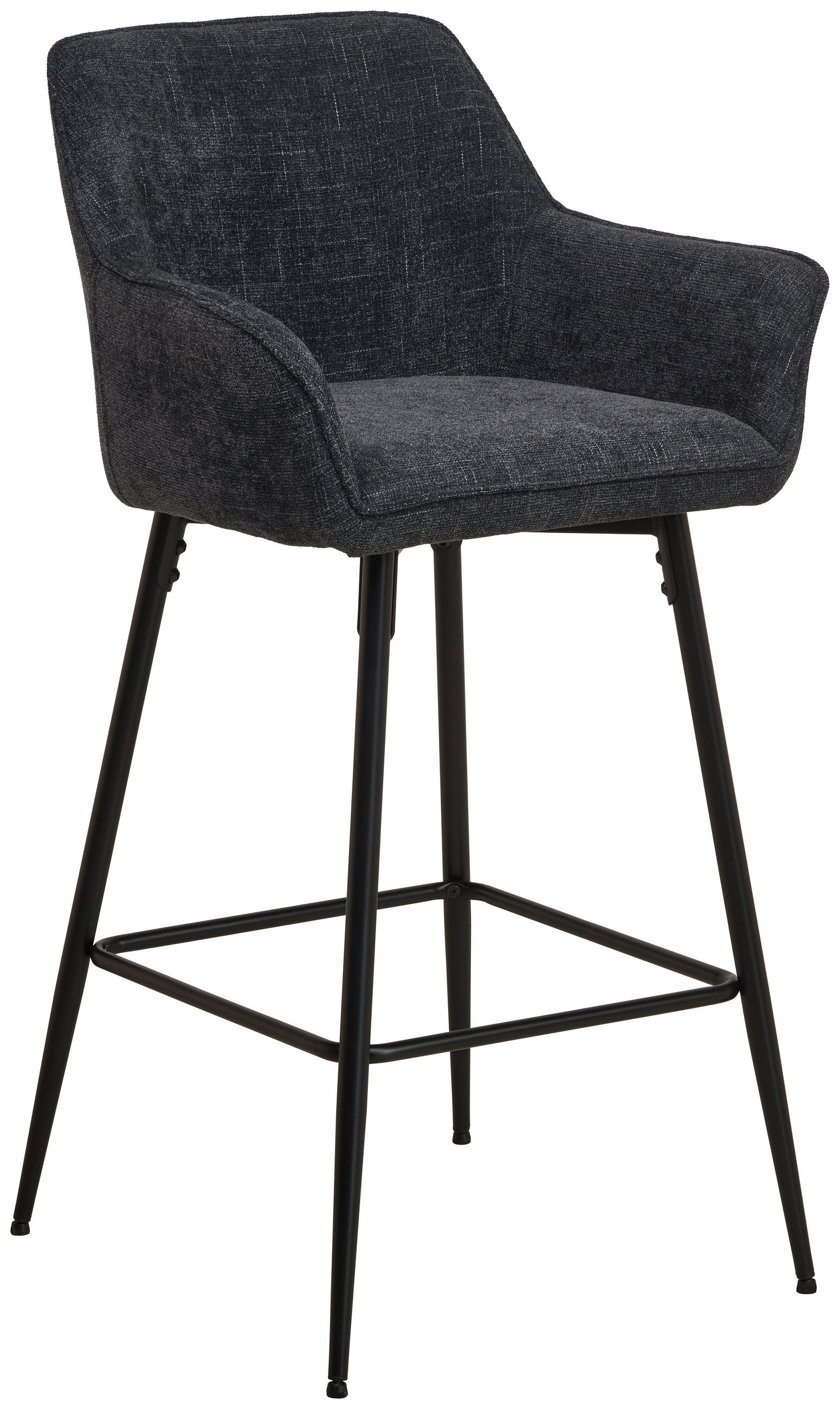 BARHOCKER Leinenoptik Grau, Schwarz Eisen Pappel Sperrholz  - Schwarz/Grau, KONVENTIONELL, Holz/Textil (57/105/57cm) - MID.YOU