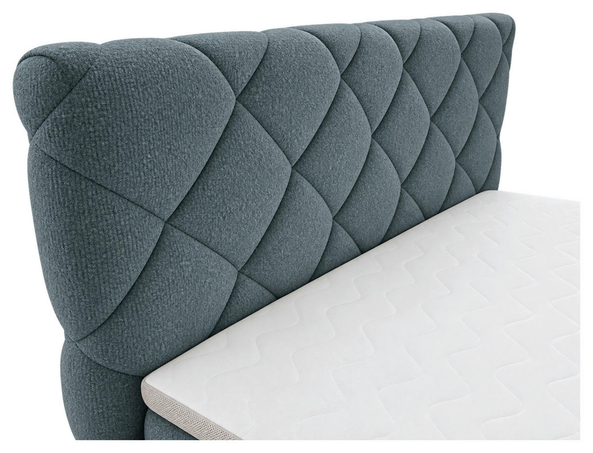 BOXBETT 180/200 cm,  in Grau, gepolstertes Kopfteil, Bettkasten, Topper, Matratzen, H3 + H3 = fest  - Schwarz/Grau, Design, Kunststoff/Textil (180/200cm) - Chameo