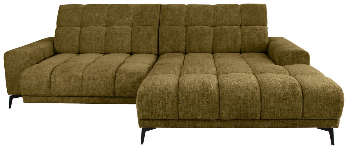 ECKSOFA inkl.Funktionen Olivgrün Chenille  - Schwarz/Olivgrün, MODERN, Textil/Metall (300/195cm) - Xora