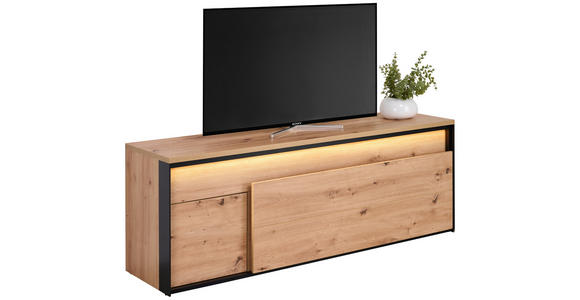 TV-ELEMENT WOHNZIMMER WOHNZIMMER Schwarz, Eiche Artisan 155/55/41 cm - Schwarz/Eiche Artisan, Design, Holzwerkstoff/Kunststoff (155/55/41cm) - Hom`in