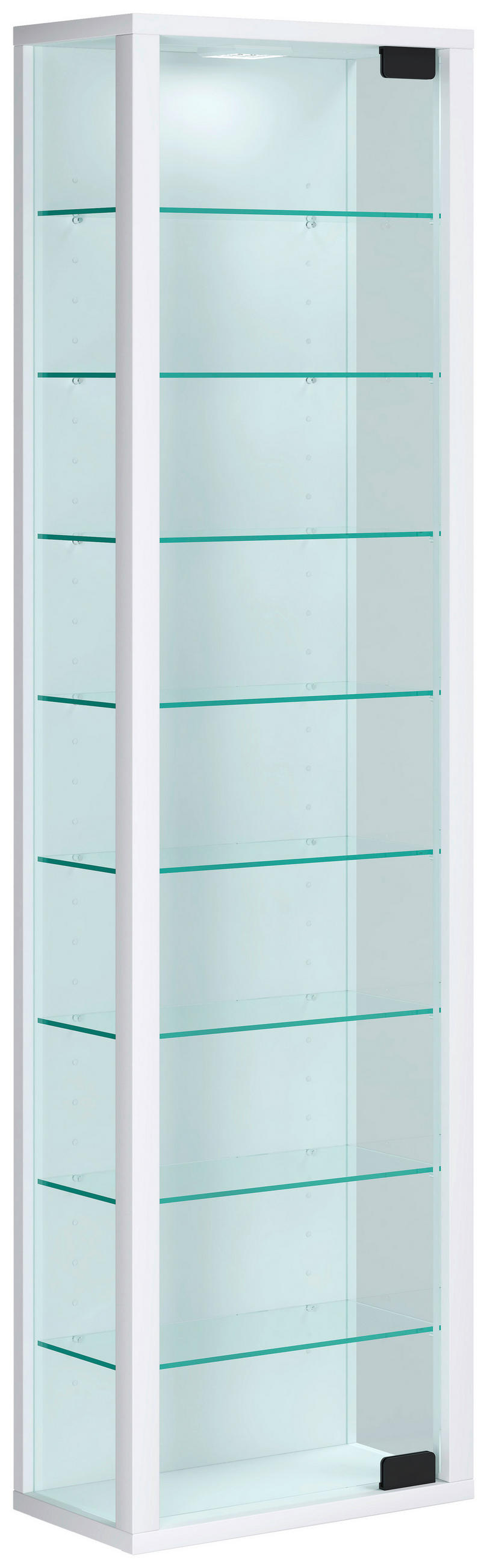 VISEČA VITRINA, bela - črna/bela, Design, umetna masa/steklo (33/113/18cm) - MID.YOU