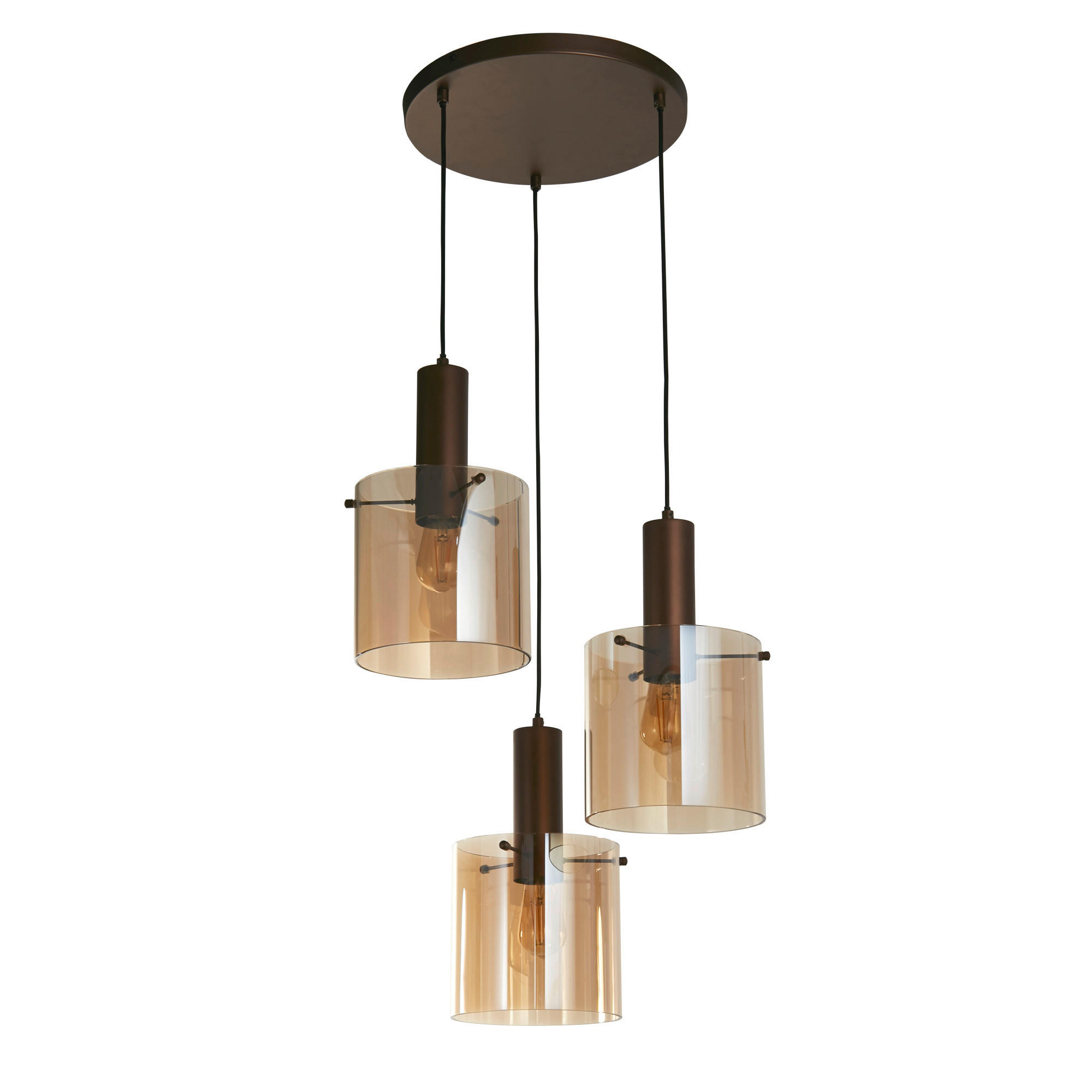 HÄNGELEUCHTE 47/35/47 cm  - Bernsteinfarben, Design, Glas/Metall (47/35/47cm)