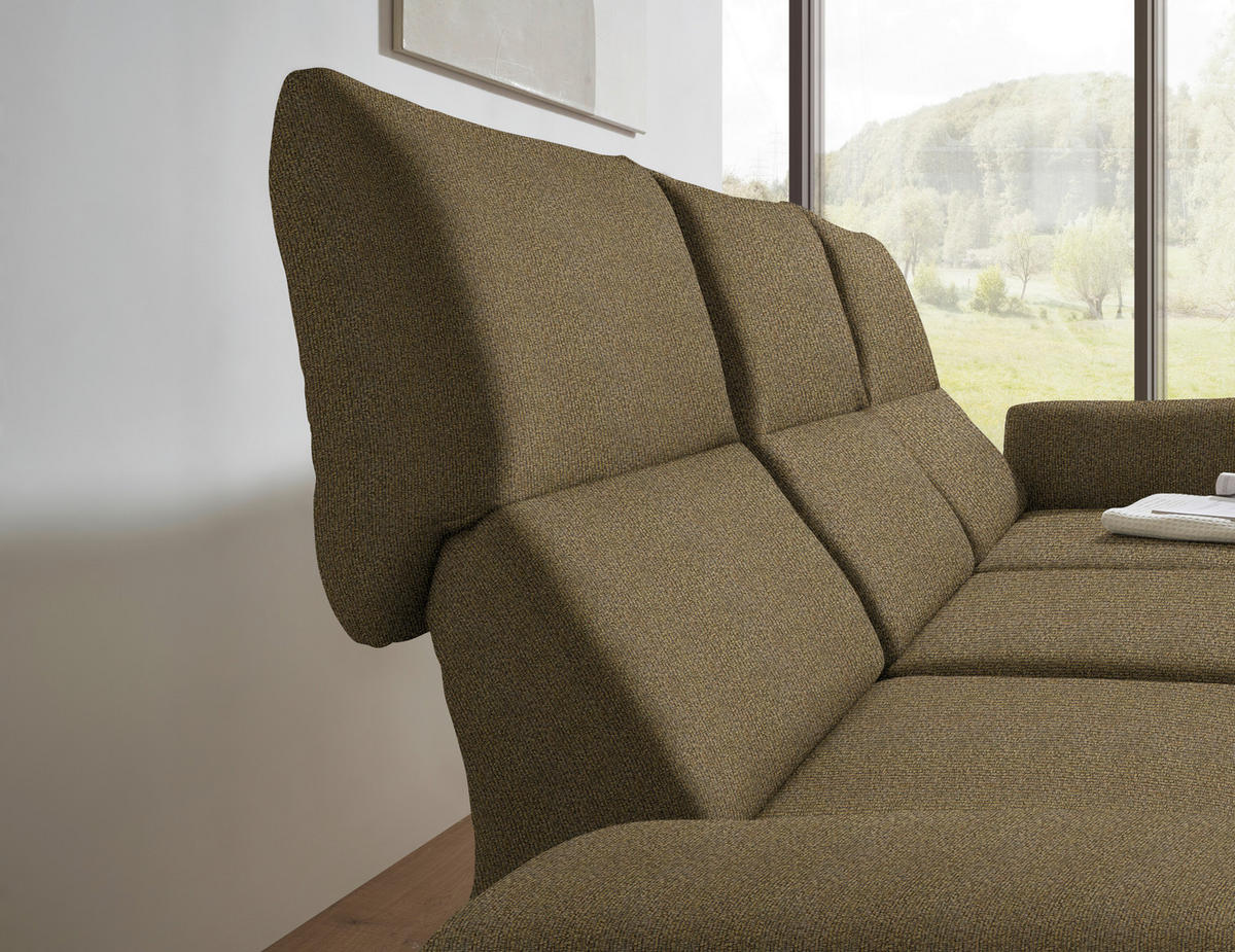 ECKSOFA  in Flachgewebe Khaki  255-365/175-224 cm  - Khaki/Schwarz, Design, Textil/Metall (255-365/175-224cm) - Dieter Knoll