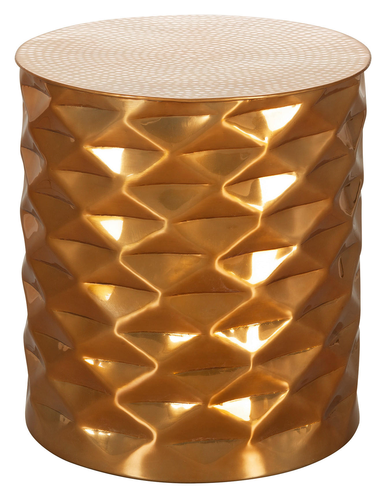 Couchtisch Rund Aluminium Poliert Gopal Goldfarben