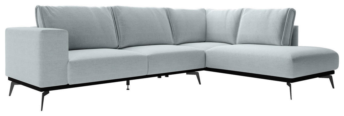 ECKSOFA in beflockt Hellgrau  - Hellgrau/Schwarz, Design, Holz/Textil (293/200cm) - MID.YOU