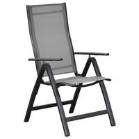 GARTENKLAPPSESSEL-SET in Metall, Textil Braun, Graphitfarben  - Graphitfarben/Braun, MODERN, Textil/Metall - Gardenson