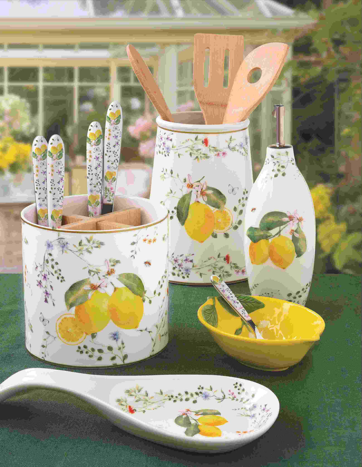 STEKLENICA ZA KIS/OLJE     8/8/23 cm         - rumena/zelena, Basics, keramika (8/8/23cm)