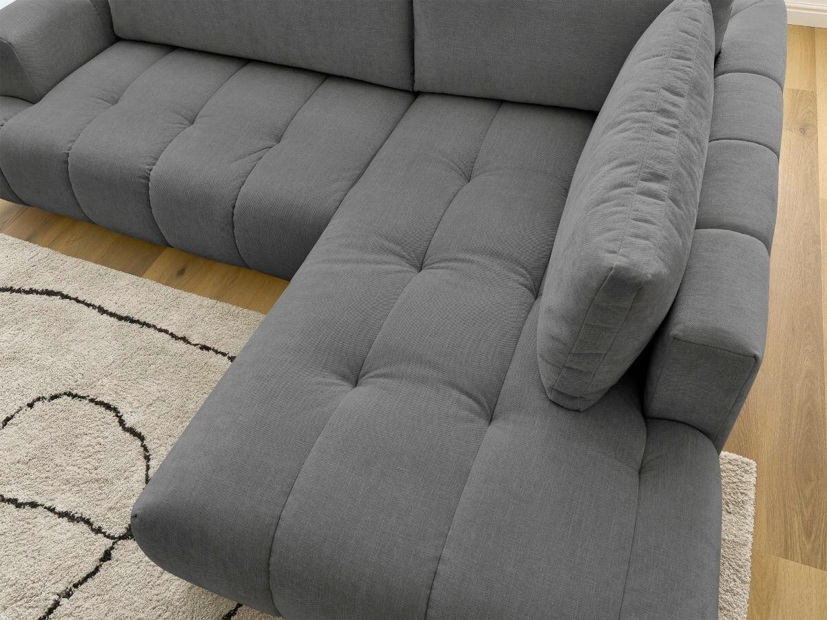 ECKSCHLAFSOFA FUJI Leinenoptik Dunkelgrau  inkl.  - Dunkelgrau/Schwarz, MODERN, Kunststoff/Textil (282/204cm)