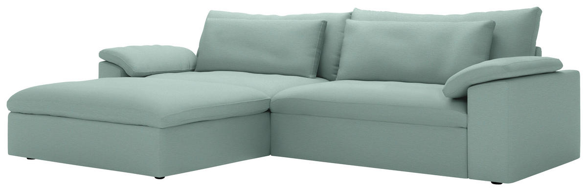 ECKSOFA  Chenille Mintgrün  - Schwarz/Mintgrün, Modern, Kunststoff/Textil (198/306cm) - Carryhome