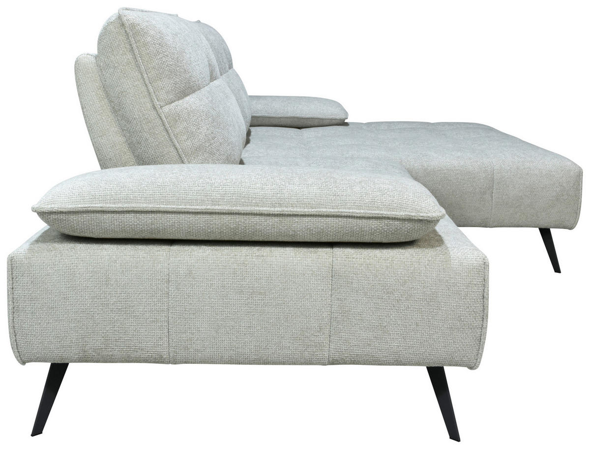 ECKSOFA Ottomane rechts  Greige Chenille  - Greige/Schwarz, Design, Textil/Metall (284/188cm) - Stylife