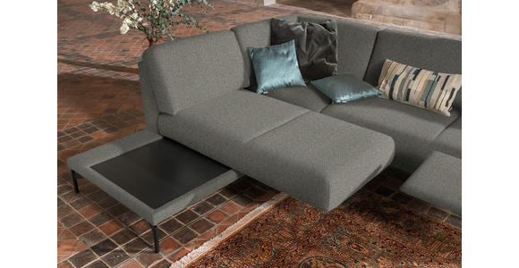 ECKSOFA in Flachgewebe Graubraun  - Anthrazit/Graubraun, Design, Textil/Metall (230/254cm) - Ambiente