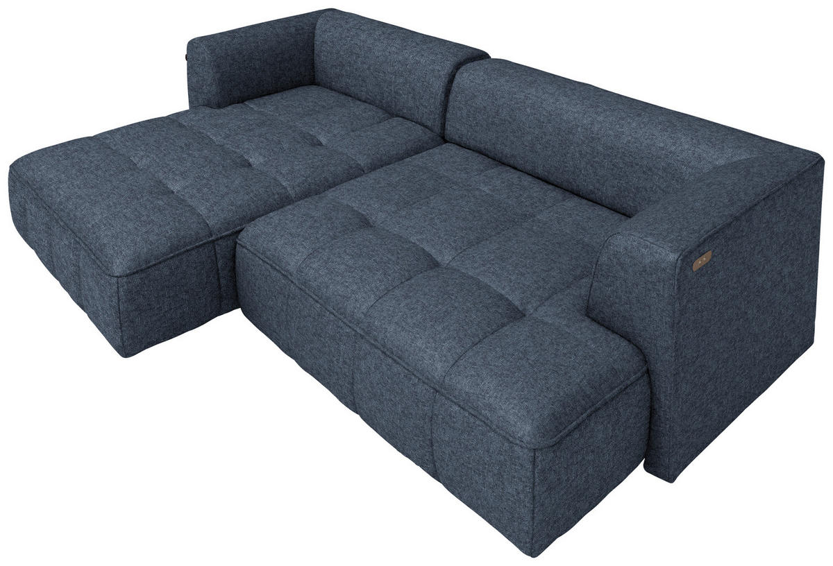 ECKSOFA  in Webstoff Dunkelblau  188/288 cm  - Schwarz/Dunkelblau, Design, Kunststoff/Textil (188/288cm) - Welnova
