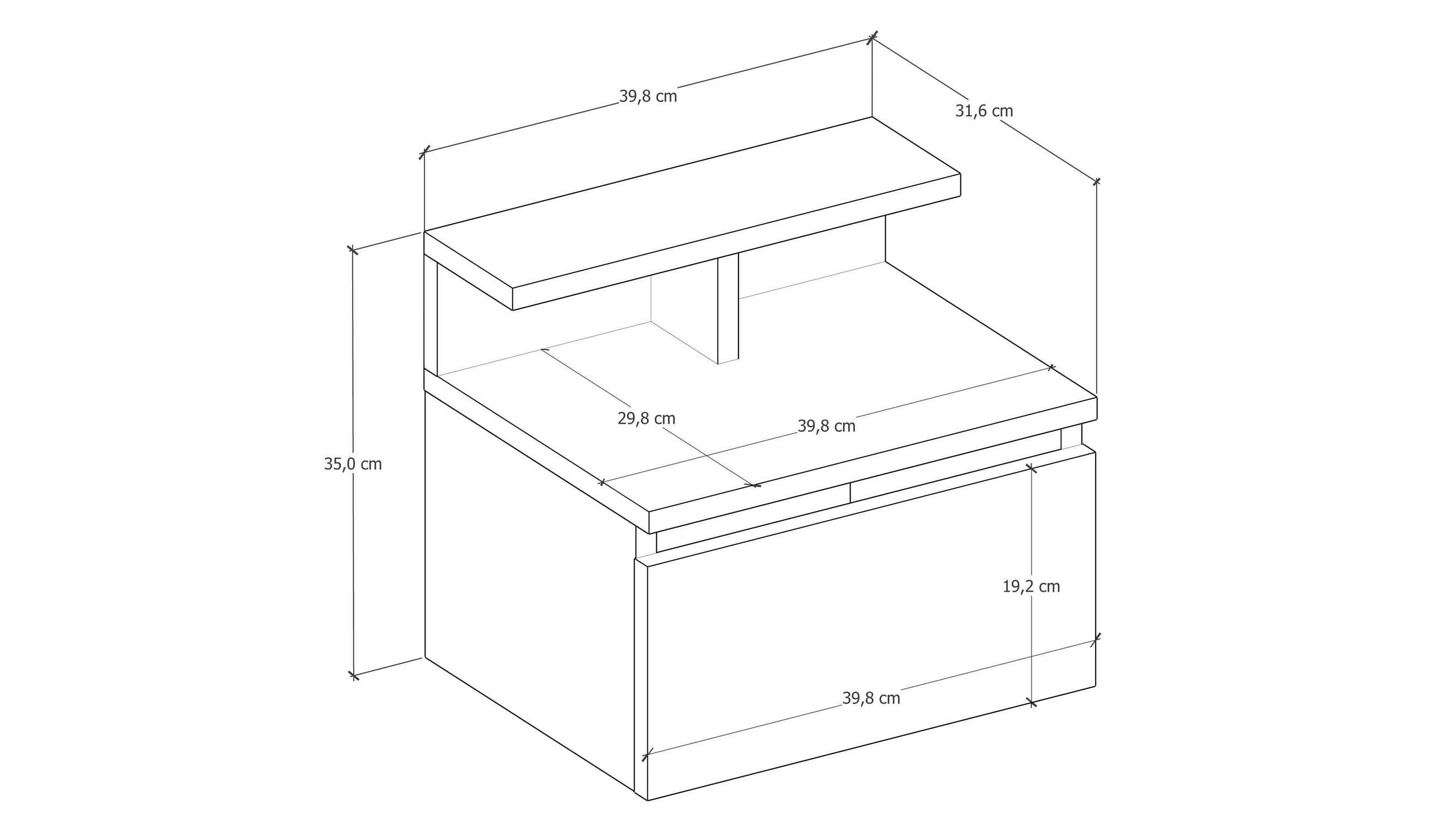 NACHTSCHRANK 39,8/35/31,6 cm  - Eichefarben, Design, Holzwerkstoff (39,8/35/31,6cm) - MID.YOU